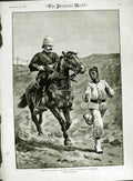 Original Old Antique Print 1882 War Egypt Mounted Rifleman Siers Prisoner Art