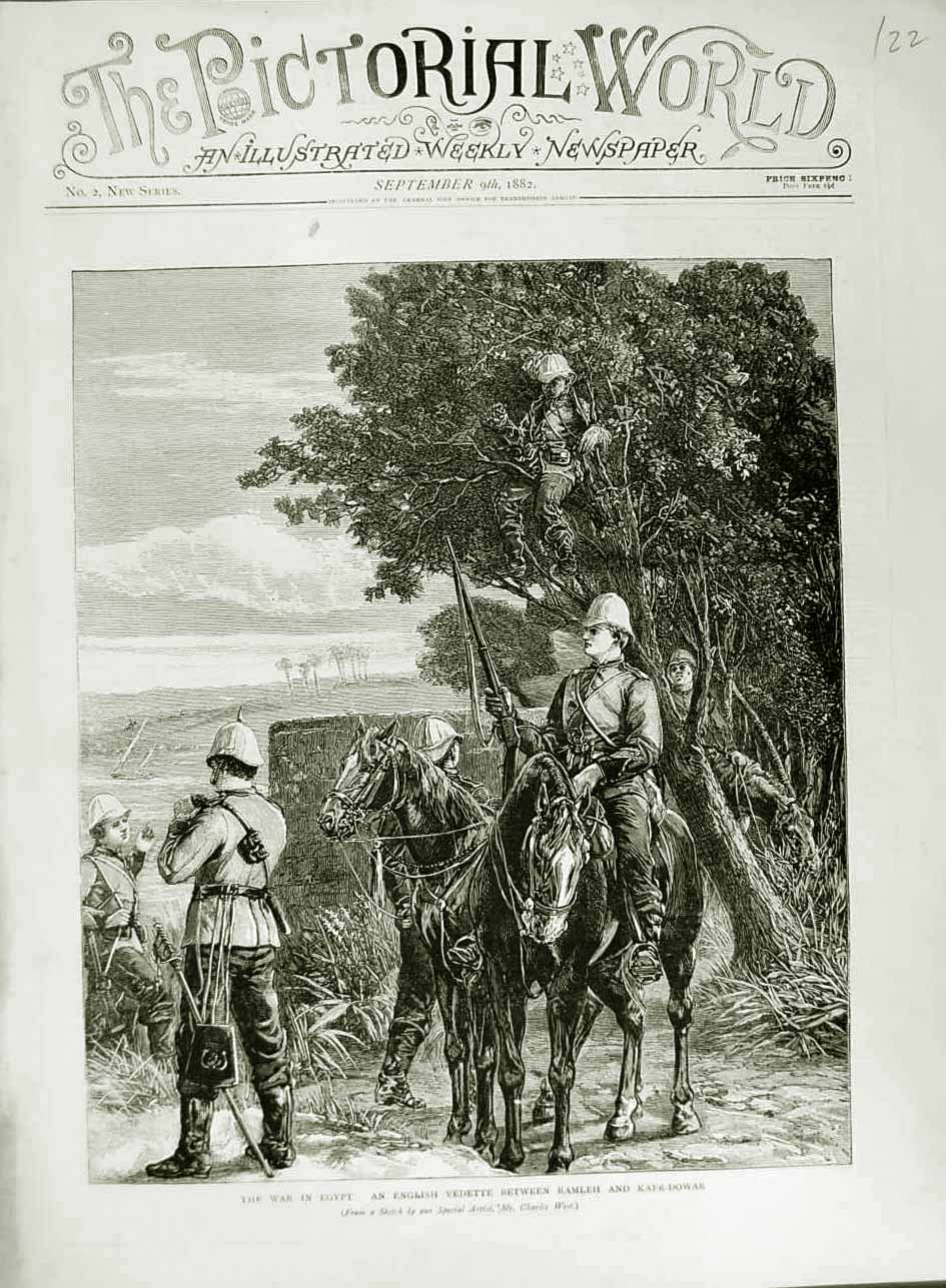 Old Antique Print 1882 War Egypt English Vedette Ramleh Kafr-Dowar Army 19th