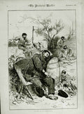 Original Old Antique Print 1882 L'Ouvrier Frederick Barnard Man Sleeping Sketch