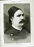 Original Old Antique Print 1882 Portrait Arabi Pacha National Party Egypt Lowe