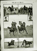 Original Old Antique Print 1882 Military Sports Wollwich Sword Bayonet Horses