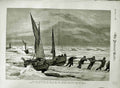 Original Old Antique Print 1882 Eira Expedition Ship Ice Boats Crew Allen Young