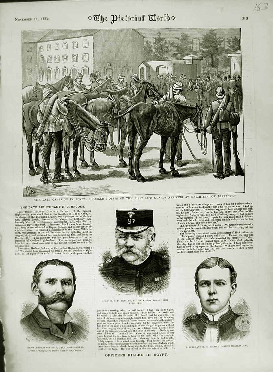 Old Antique Print 1882 Egypt Brooks Colville Beasley Knightsbridge Army 19th