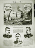 Old Antique Print 1882 Fire Cairo Railway Station Baynes Gribble Howard 19th