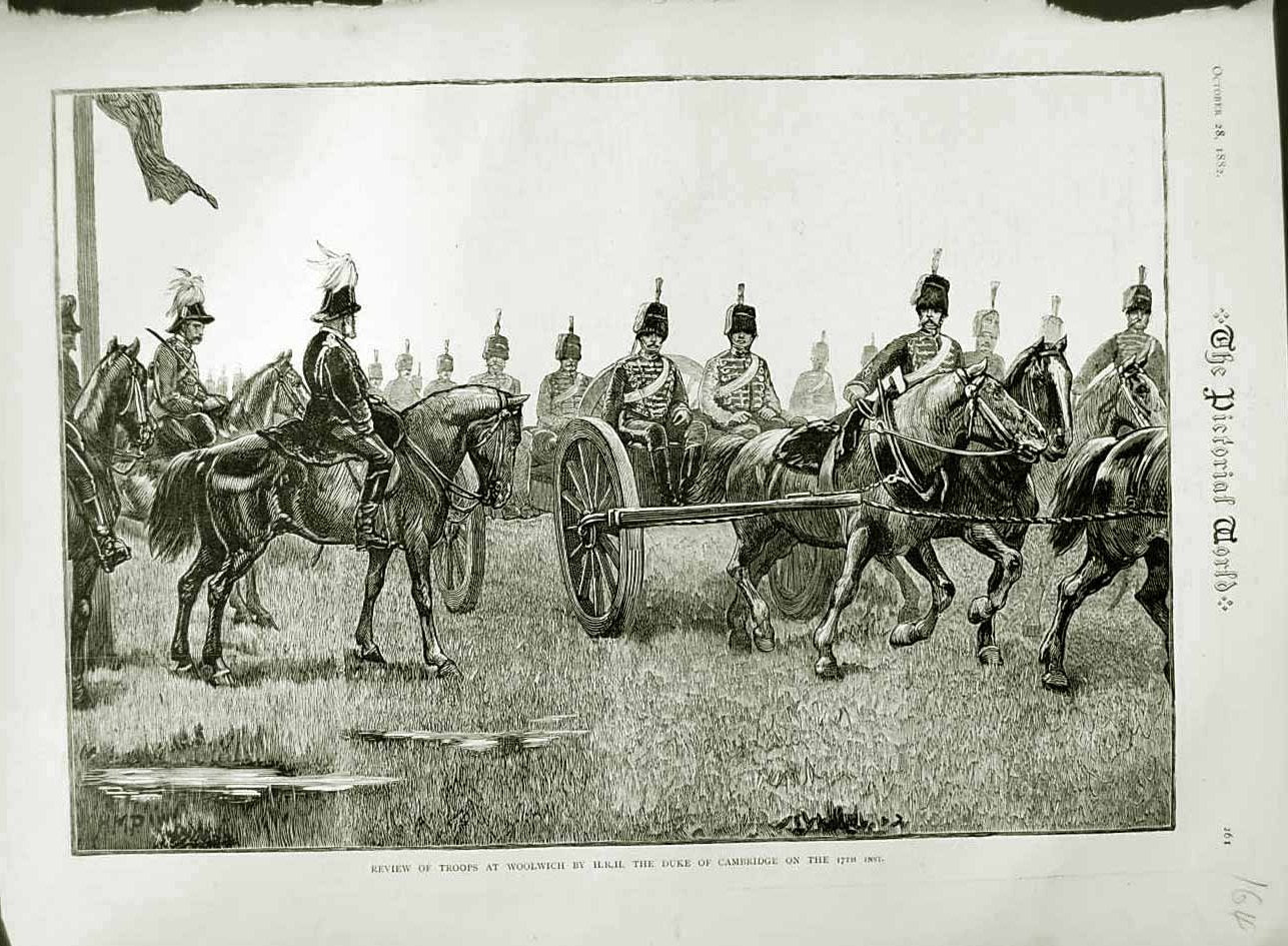Original Old Antique Print 1882 Siers Woolwich Duke Cambridge Horses Coach 19th