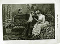 Original Old Antique Print 1883 Pictorial World Man Woman Romance Flowers Art