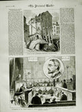 Old Antique Print 1883 Whitefriars Monastery Bouverie Dublin Police Court 19th