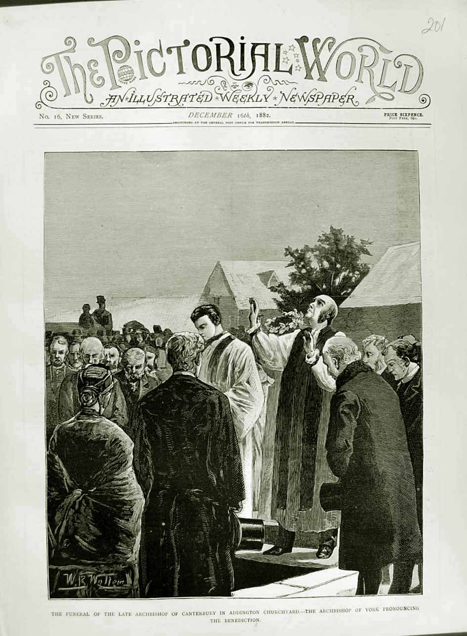Antique Print *3070 1882 Funeral Archbishop Canterbury Addington Churchyard