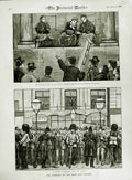 Original Old Antique Print 1882 Mary'S Church Strand London Law Courts Opening
