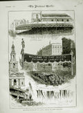 Original Old Antique Print 1882 Opening Law Courts Street Decorations Strand