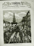Old Antique Print 1882 Law Courts Queen Royal Procession Pictorial World 19th