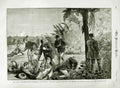 Original Old Antique Print 1882 Egypt Stampede Excursionists Ramleh Arabi Kafr