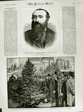 Old Antique Print 1882 Professor Palmer Newport Hospital Infirmary Wards 19th