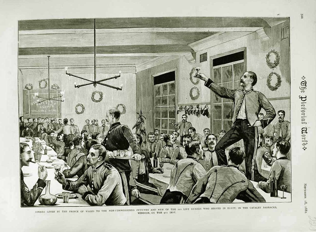 Original Old Antique Print 1882 Dinner Prince Wales Siers Egypt War Windsor