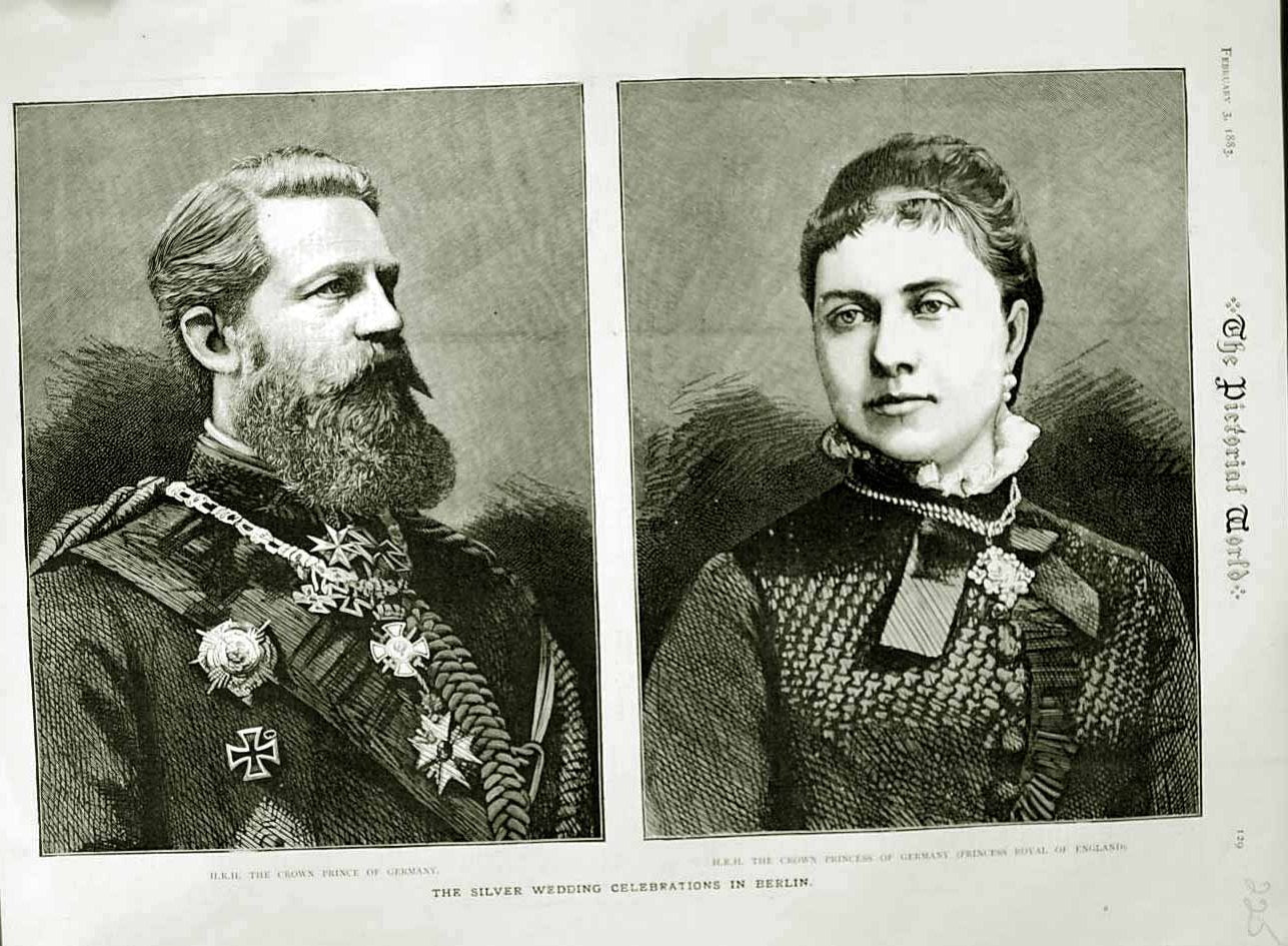 Old Antique Print 1883 Crown Prince Germany Princess Royal Silver Wedding 19th