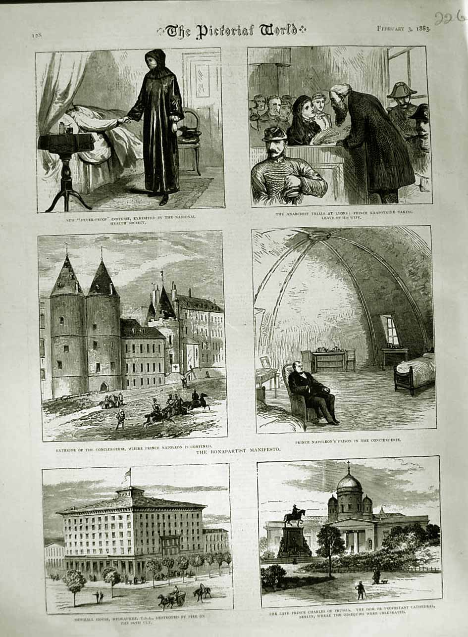 Old Antique Print 1883 Prince Napoleon Conciergerie Newhall Prussia Dom 19th