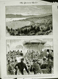 Original Old Antique Print 1883 Gladstone Cannes France Law Courts Westminster