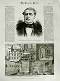 Original Old Antique Print 1883 Joseph Bonaparte Napoleon Hall Rifle Volunteers