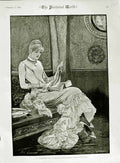 Old Antique Print 1883 St. Valentines Day L'Embarras Des Richesses Lady 19th