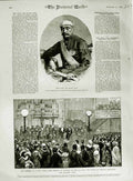 Old Antique Print 1883 Salar Jung Public Library Mayor Reading Building 19th
