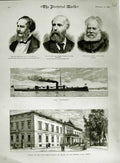 Old Antique Print 1883 Ship Polyphemus Wilhelm Platz Berlin Cross Lucas 19th