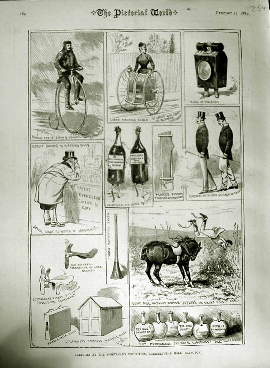 Old Antique Print 1883 Sportsman'S Exhibition Agricultural Hall Islington 19th