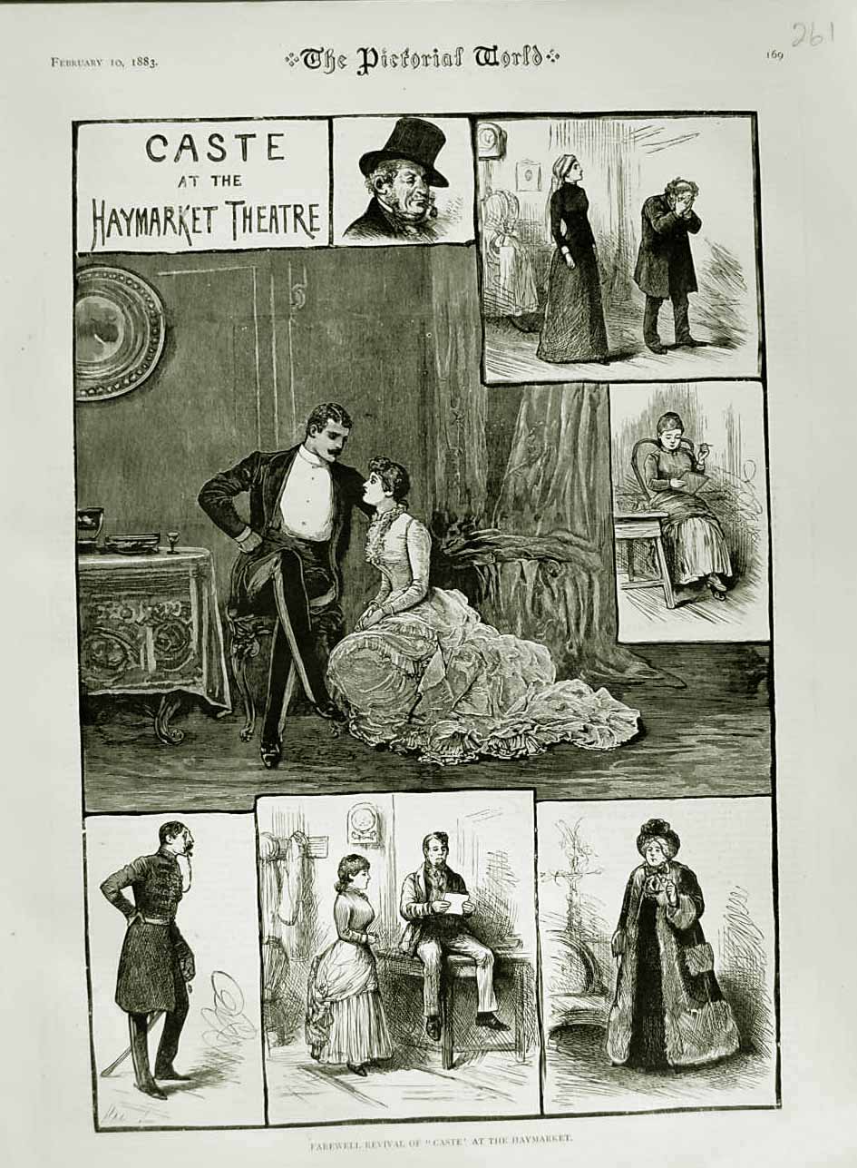 Old Antique Print 1883 Farewell Revival Castle Haymarket Theatre London 19th