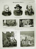 Old Antique Print 1883 M'Culloch Tawney Hospital Cardiff Shepheard Hotel 19th