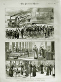 Old Antique Print 1883 Docks Cardiff Marquis Bute Hospital Shadwell Wards 19th