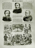 Original Old Antique Print 1883 Holl Corfield Marston Italian Freemasons Tavern