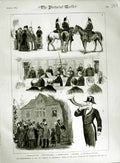 Original Old Antique Print 1883 Enthronement Primate Canterbury Yeomanry Herald
