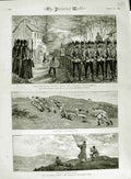 Original Old Antique Print 1883 Ta Volunteer Siers Newmarket Hill Moncrieff