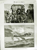Original Old Antique Print 1883 Ta Volunteer Siers Battle Newmarket Hill Army
