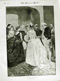 Original Old Antique Print 1883 Queen Drawing Room Dresses Ludlow Art Pictorial