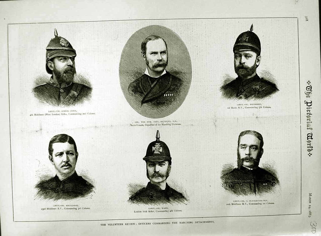 Original Old Antique Print 1883 Policemen Lewis Routledge Ward Blackburne-Tew