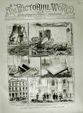 Original Old Antique Print 1883 Dynamite Westminster Ruins Majerndie Government