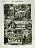 Original Old Antique Print 1883 Goodwood Park Duek Richmond Gordon Abbey Priory