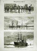 Old Antique Print 1883 Silver Wedding Berlin Ship Sydney Harbour Austral 19th