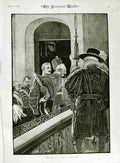 Old Antique Print 1883 Levee St. James Theatre Stairs Pictorial World Art 19th