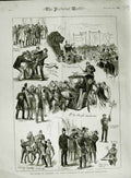 Original Old Antique Print 1883 Parliament Bradlaugh Demonstration Policeman