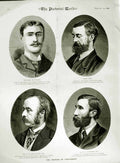 Original Old Antique Print 1883 Earl Durham Baron Reay Dyke Acland Buchanan M.P