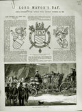 Old Antique Print 1882 Lord Mayor'S Day Coach Alderman Guildhall London 19th
