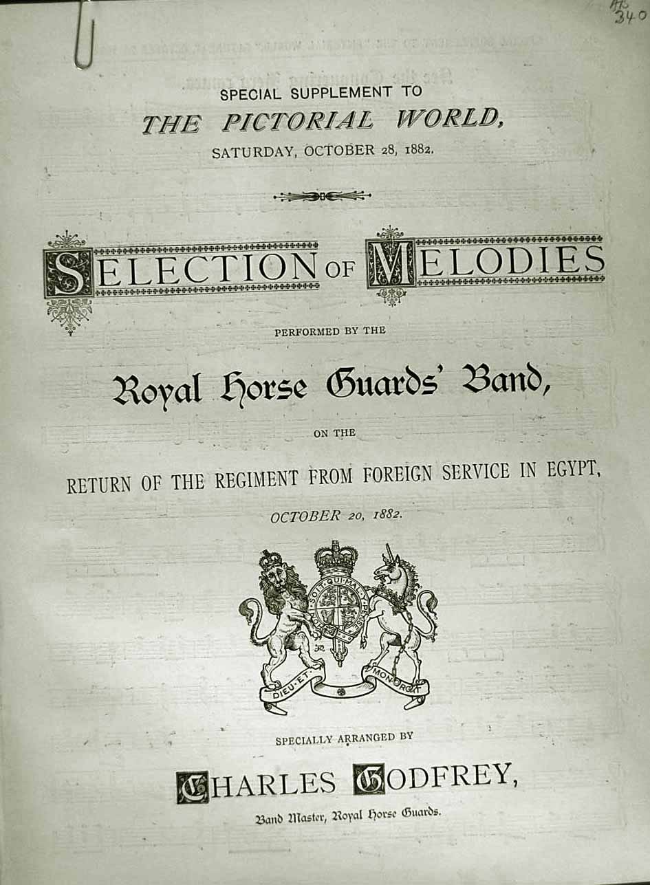 Original Old Antique Print 1882 Melodies Royal Horse Band Auld Lang Syne Music