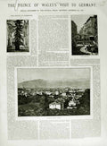 Original Old Antique Print 1882 Germany Homburg Conservatory Luncheon Kurhaus