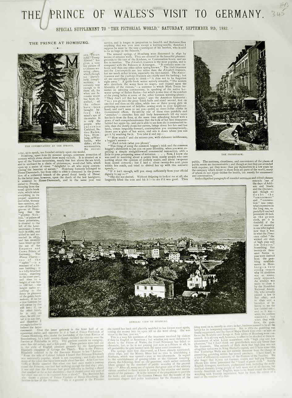 Original Old Antique Print 1882 Germany Homburg Conservatory Luncheon Kurhaus