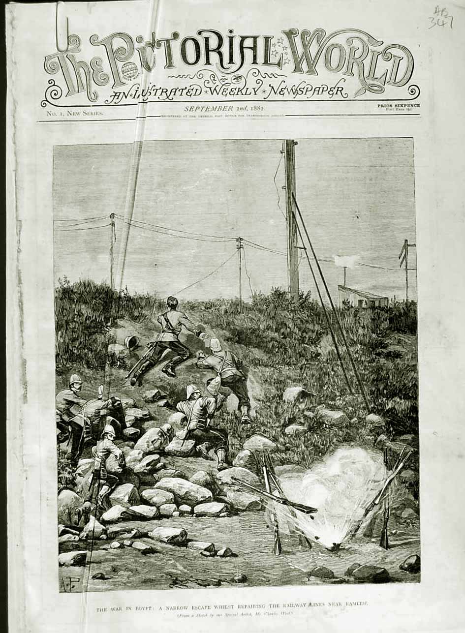 Old Antique Print 1882 War Egypt Siers Railway Ramleh Kafr Dowar Train 19th