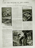 Old Antique Print 1882 Mission San Carmel Baby Boat Pedro Juanita Church 19th