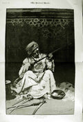 Original Old Antique Print 1882 Native Man Weapons Costume War Seymour 19th