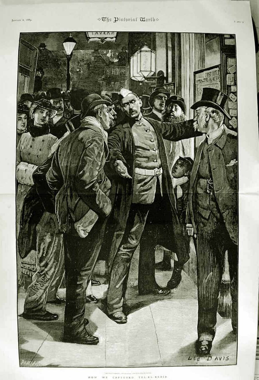 Original Old Antique Print 1882 Siers Tel-El-Kebir War Egypt Street Scene Art