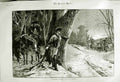 Original Old Antique Print 1882 Christmas Snow Trees Horses Carriage Winter